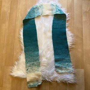 Host Pick Handmade Blue & White Ombre Winter Crochet Adult Unisex Scarf